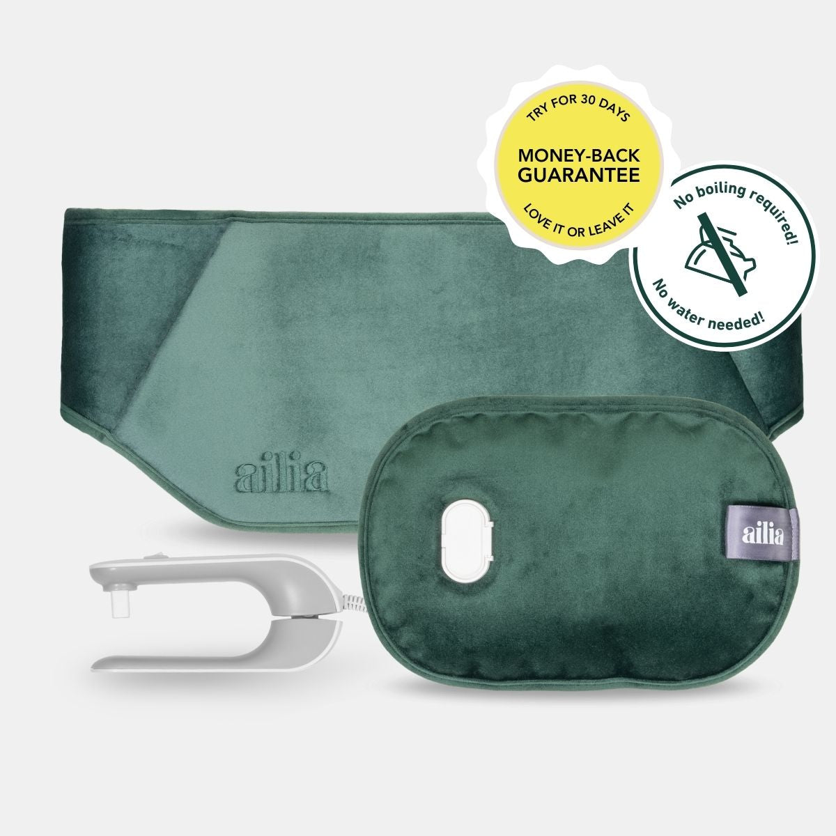 Ailia Electric Hot Water Bottle + Body Strap (Green)