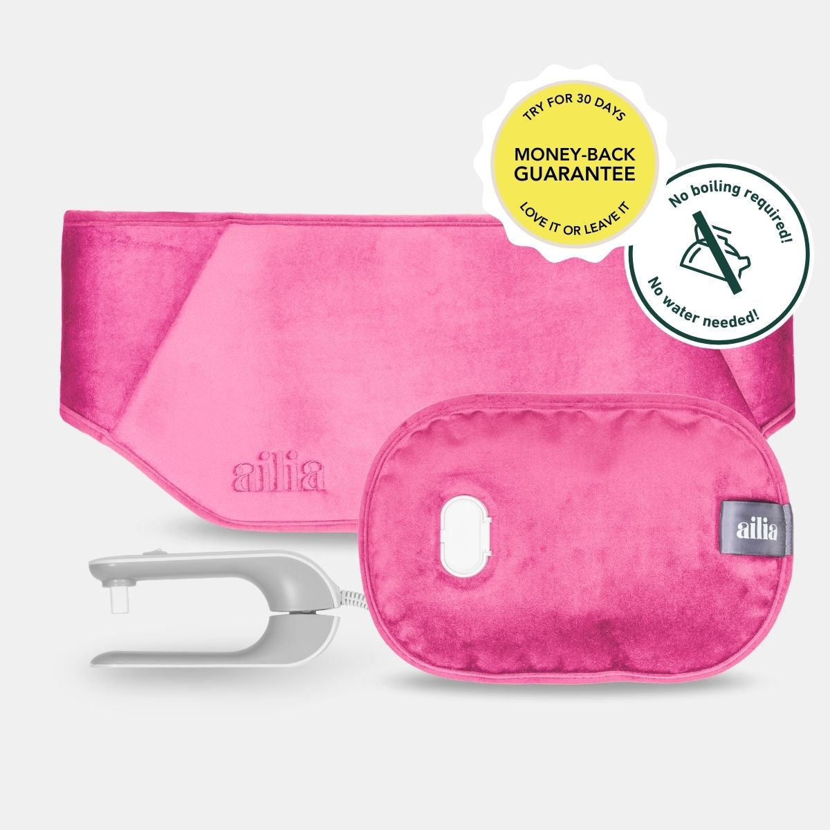 Ailia Electric Hot Water Bottle + Body Strap (Pink)
